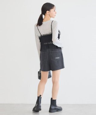 earth music&ecology フリンジロゴデニムショートパンツ Black