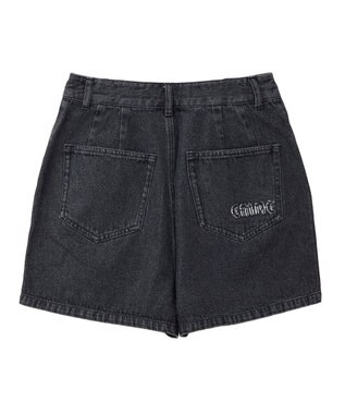 earth music&ecology フリンジロゴデニムショートパンツ Black