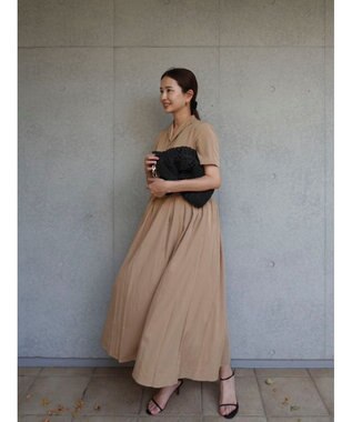 Green Parks ローウエスト切替開襟シャツワンピース Beige