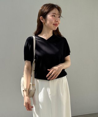 UNFILO L スゴ機能美 Vネック ニット ブラック