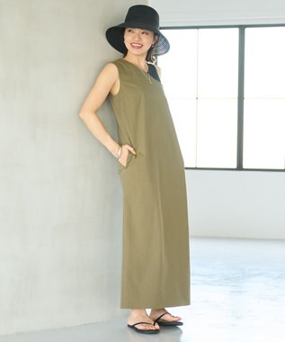 #Newans モダンバイカラーワンピース カーキ×ブラック