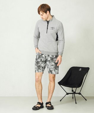 JOSEPH ABBOUD MOUNTAIN 【UNISEX】オーガニックコットン ビンテージインレーハーフZIP ライトグレー系