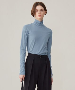 【洗える】 パウダリーチュール ハイネックトップス