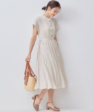 組曲 ギャザーライトデシン ワンピース サンドベージュ系