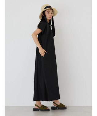 AMERICAN HOLIC 接触冷感丈違いフレンチスリーブワンピース Black