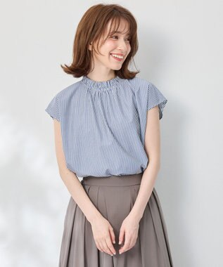 ANY 【抗菌防臭/速乾/手洗い可】エニィファンクション ノースリーブブラウス ブルーロンスト