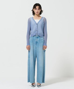 GRACE CONTINENTAL リブシアーニットカーディガン ブルー