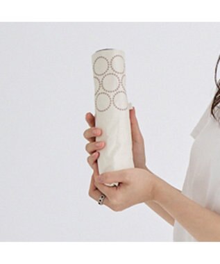 MOONBAT 晴雨兼用日傘 折りたたみ傘 まるボーダー／遮光 遮熱 UV オフホワイト