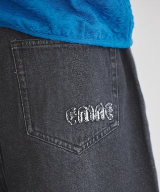 earth music&ecology フリンジロゴデニムショートパンツ Black