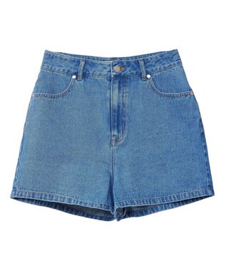 earth music&ecology フリンジロゴデニムショートパンツ Indigo