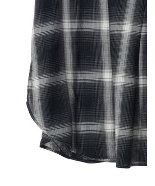 Green Parks リネンレーヨン前立てブラウス Check