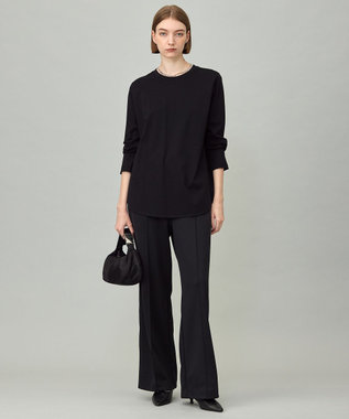 ICB L 【マシンウォッシャブル可】シンプルジャージー ロングスリーブTシャツ ブラック系