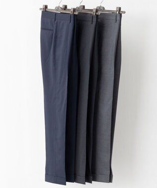 GOTAIRIKU ロングセラー【洗える/折り目加工/シワになりにくい/ウエストアジャスター】ウォッシャブル サマーウール100％パンツ_定番色(1タック)25年モデル ライトグレー系