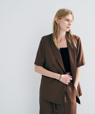 uncrave ウォッシャブルドライサップ ハーフスリーブジャケット キャメル