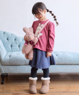 ANY KIDS 裏シャギー アップリケ トレーナー ローズピンク×ウサギ