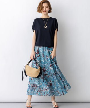 23区 【先行予約】Ericaランダムペイズリープリント フレアスカート ブルー系