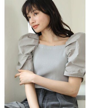 Green Parks ・ＡＮＤ　ＳＥＡＲＣＨ　布帛スリーブニットプルオーバー Gray