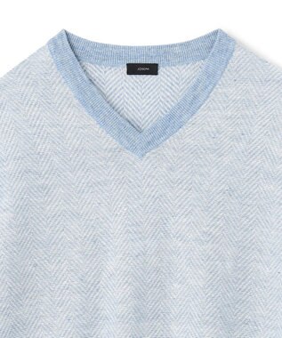 JOSEPH HOMME リネンヘリンボン　Vネックニット サックスブルー系3