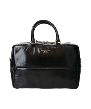 INTER-CHAUSSURES 【CHRISTIAN VILLA】ボックスシルエットレザーハンドバッグ ブラック