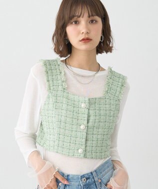 earth music&ecology 【セットアップ可】フリンジツイードビスチェ