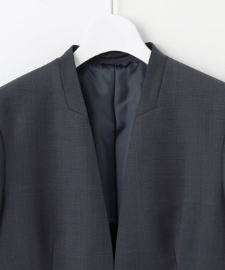 J.PRESS LADIES L 【セットアップ対応】BAHARIYE1 ノーカラー ジャケット ネイビーピンヘッド系