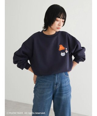Green Parks ムジークタイガー／裏起毛刺しゅうプルオーバー Navy