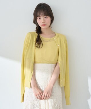 earth music&ecology ＳＥＴ２点シアーニットプルオーバー＋カーディガン Yellow