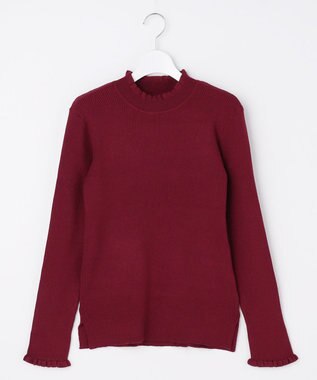 ANY SIS CICA加工 フリルネック プルオーバー ボルドー