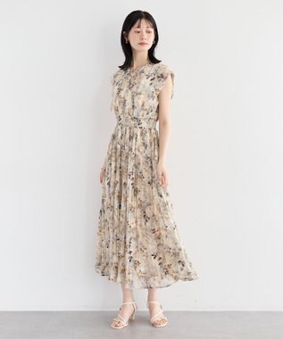 YECCA VECCA ぼかし柄プリーツワンピース