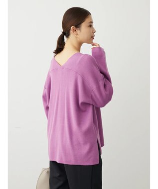 Green Parks 洗える　ミラノリブ編みニットプルオーバー Purple