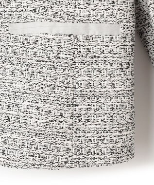 23区 L 【セットアップ対応】シャインツイードストレッチ ノーカラー ジャケット モノトーン