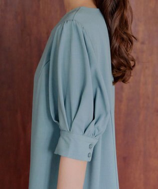 Tiaclasse 【小倉優子さん着用】【洗える】 パフスリーブチュニックブラウス サックス