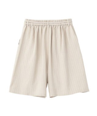 earth music&ecology 【セットアップ対応】ウエストリボンバミューダパンツ Stripe Ivory