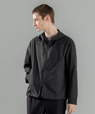 JOSEPH HOMME 新柄【洗える/ストレッチ/シワになりにくい】クールドッツストレッチ ジップアップフードブルゾン ブラック系