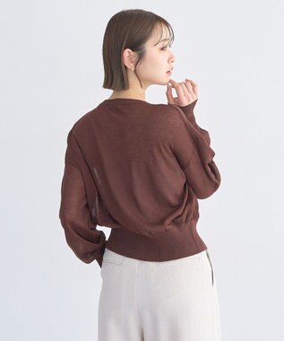 earth music&ecology ボタンアソートクルーネックカーディガン Brown