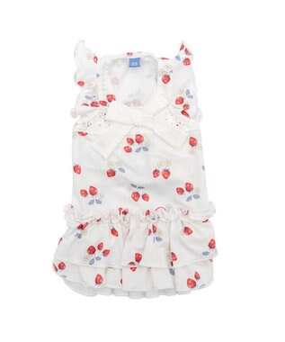 PET PARADISE ペットパラダイス 接触冷感 ワンピース 《苺柄》 小型犬 ホワイト×レッド
