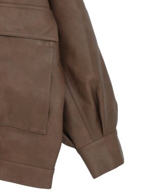 earth music&ecology フェイクレザージップジャケット Light Brown