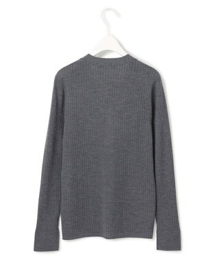 ICB 【洗える】エクストラファインメリノリブ ヘンリーネック プルオーバー ミディアムグレー系