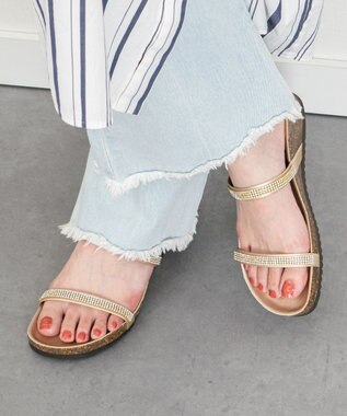 INTER-CHAUSSURES 【ITALIAN SHOEMAKERS】ラインストーンダブルストラップサンダル