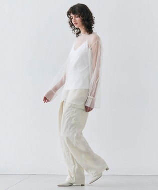 BEIGE， ERICA / シルクシースルークルーネックブラウス Ecru