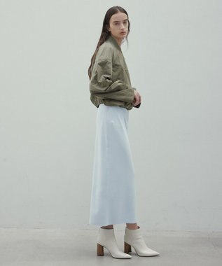 BEIGE， 【洗える】LAURA / Iラインリブスカート Sax