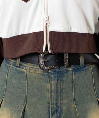 WEGO Lスタースタッズ付ウエスタンベルト ブラック