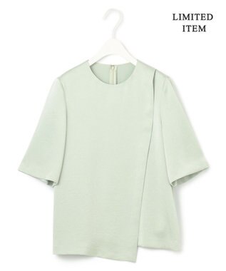 ICB 【WEB限定・洗える】サテンクレープ Tブラウス ピスタチオ系