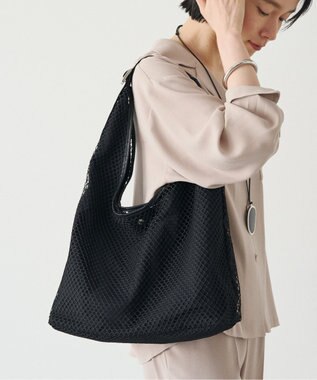 russet ≪A4サイズ収納可能≫メッシュホーボーバッグ(CE-1749) Black/BK