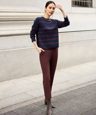 自由区 L 【19号サイズまで展開】TRギャバ裏起毛テーパード パンツ ボルドー