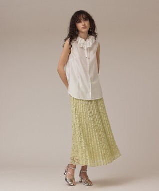 GRACE CONTINENTAL マルチフリルノースリーブブラウス ホワイト