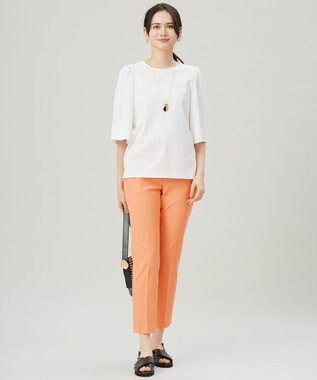 自由区 L 【接触冷感・UVカット・吸水速乾・洗える】シェルタリングテーパード パンツ オレンジ