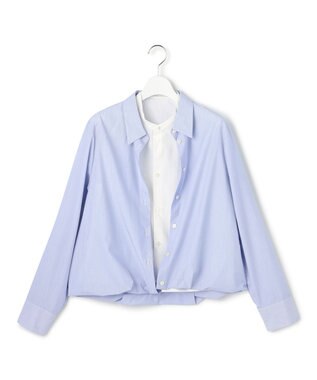 ICB L 【洗える】レイヤードシャーティング ブルーストライプ系