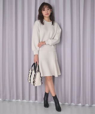 Feroux バイカラーパールフリル トート アイボリー系