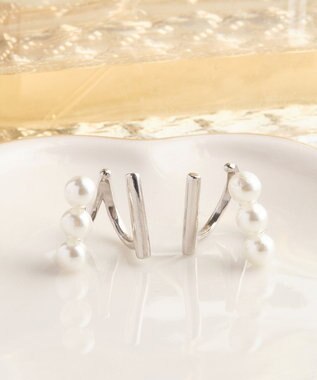 Phoebe 〈シリーズ累計販売15000点突破！〉ダブルデコレイトカフイヤリング　シルバー シルバー